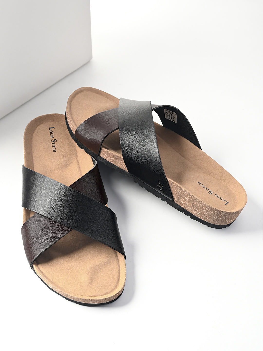Brunette Brown Lightweight Cross Strap Casual Slip-on Cork Sandal