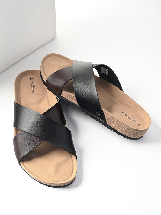 Brunette Brown Lightweight Cross Strap Casual Slip-on Cork Sandal