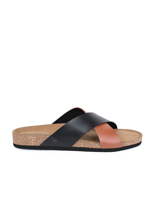 Tan Lightweight Cross Strap Casual Slip-on Cork Sandal