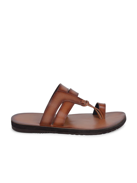 Tan Open Toe Style Lightweight Toe Ring with Strap Leather Sandal