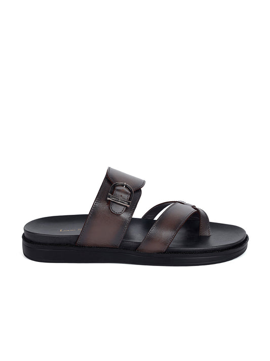Brunette Brown Toe Ring  Lightweight Leather Sandal with Adjustable Buckle