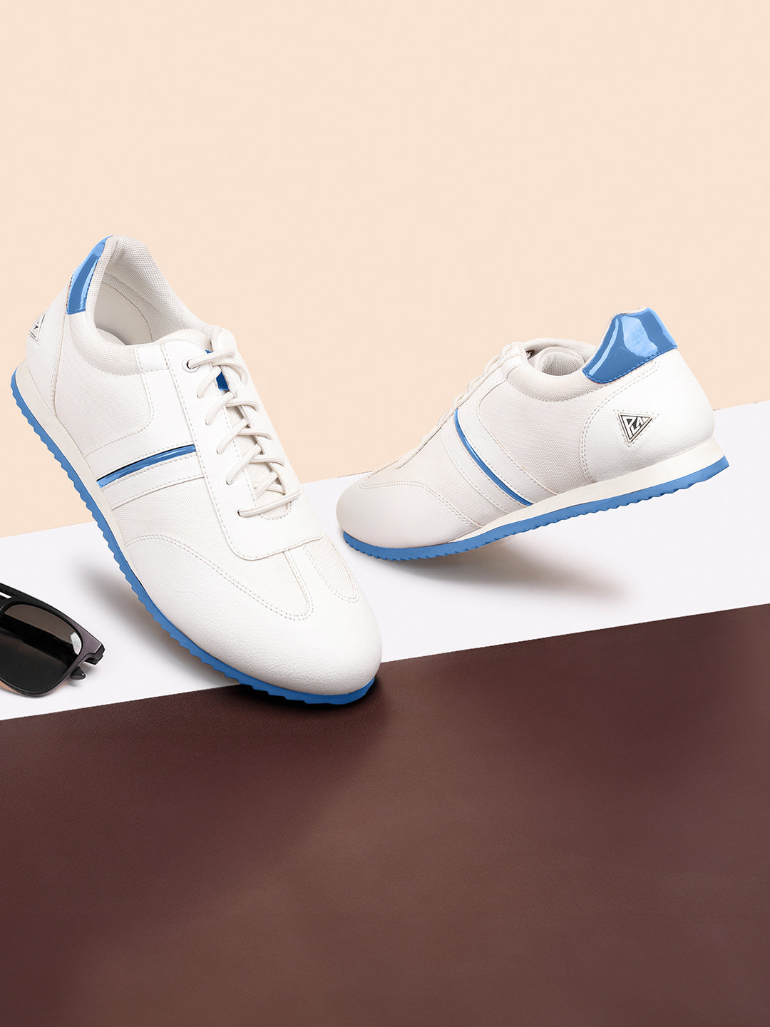 White and Blue Sneakers For Men