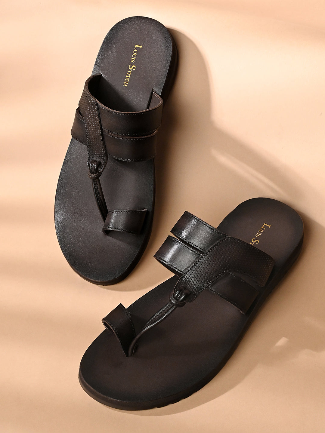 Brunette Brown Open Toe Style Lightweight Toe Ring with Strap Leather Sandal