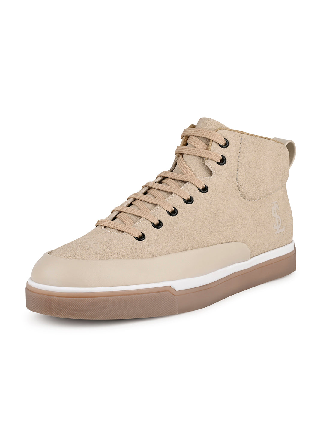 Beige and Grey Casual Lightweight Lace-Up Sneakers