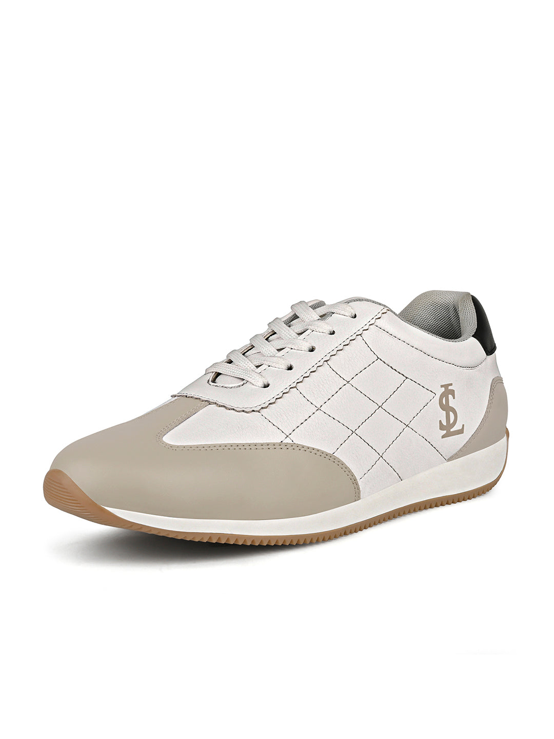 White and Nude Casual Lightweight Lace-Up Sneakers