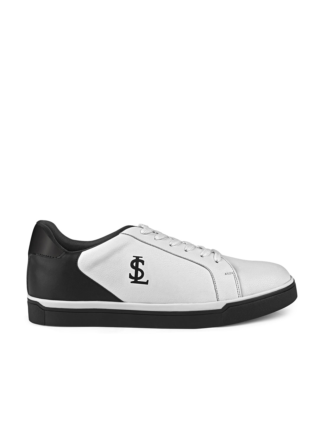 White and Black Casual Lightweight Lace-Up Sneakers