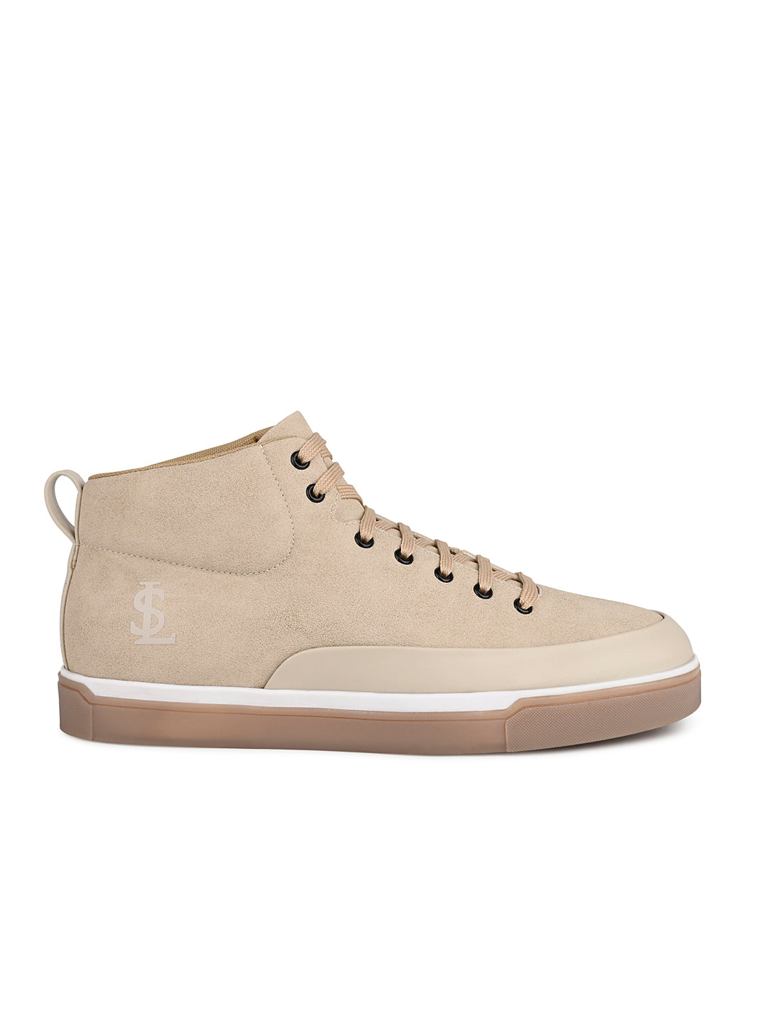 Beige and Grey Casual Lightweight Lace-Up Sneakers