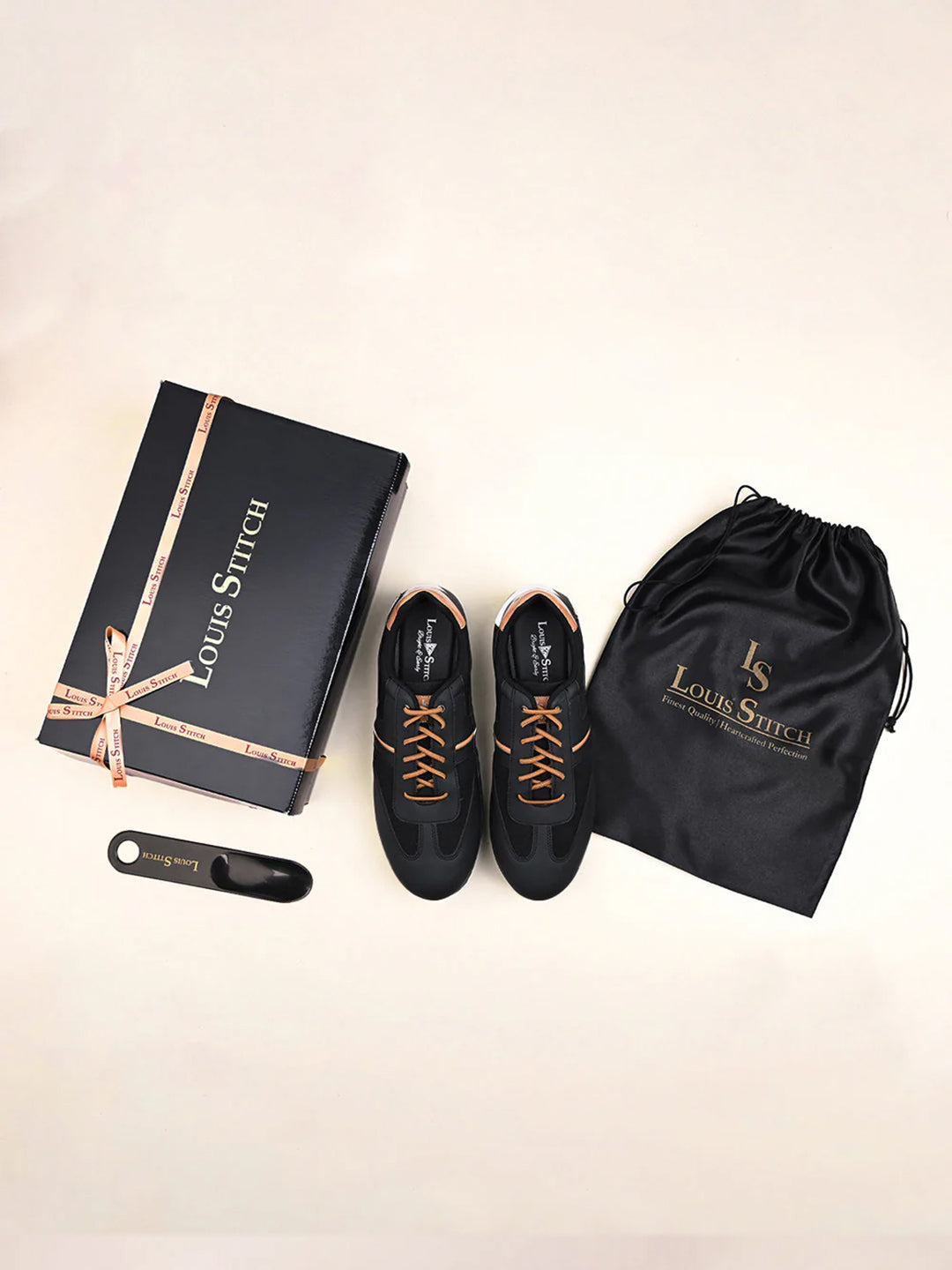 Mustered and Black Sneakers For Men