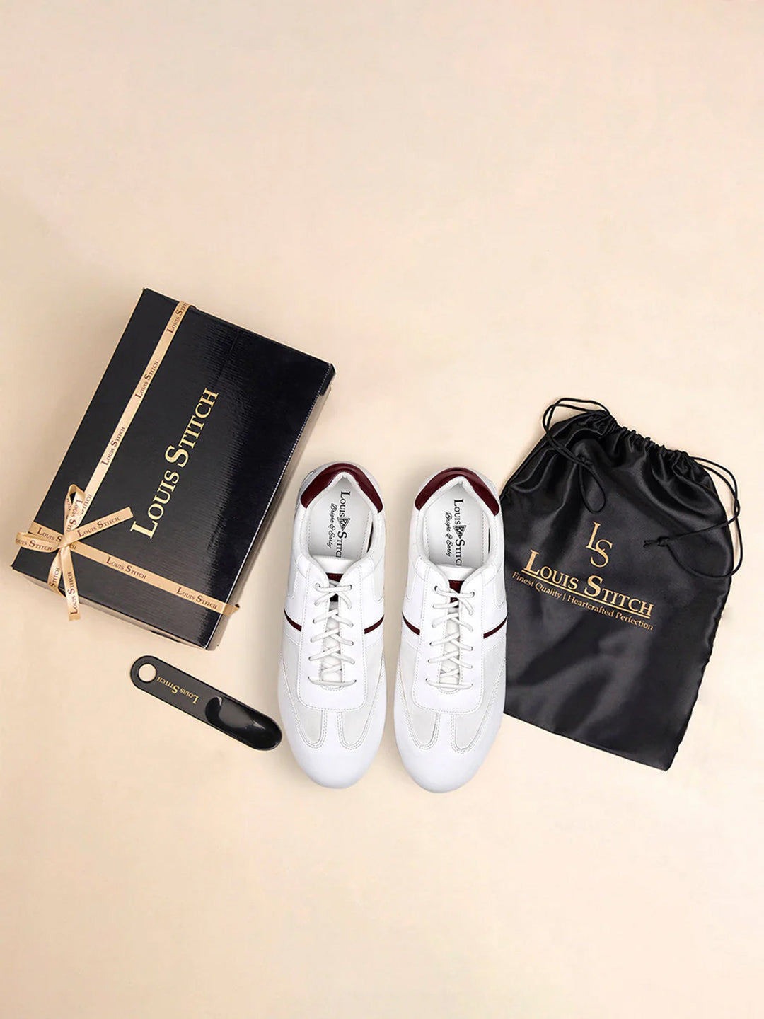 White and Rosewood Sneakers For Men