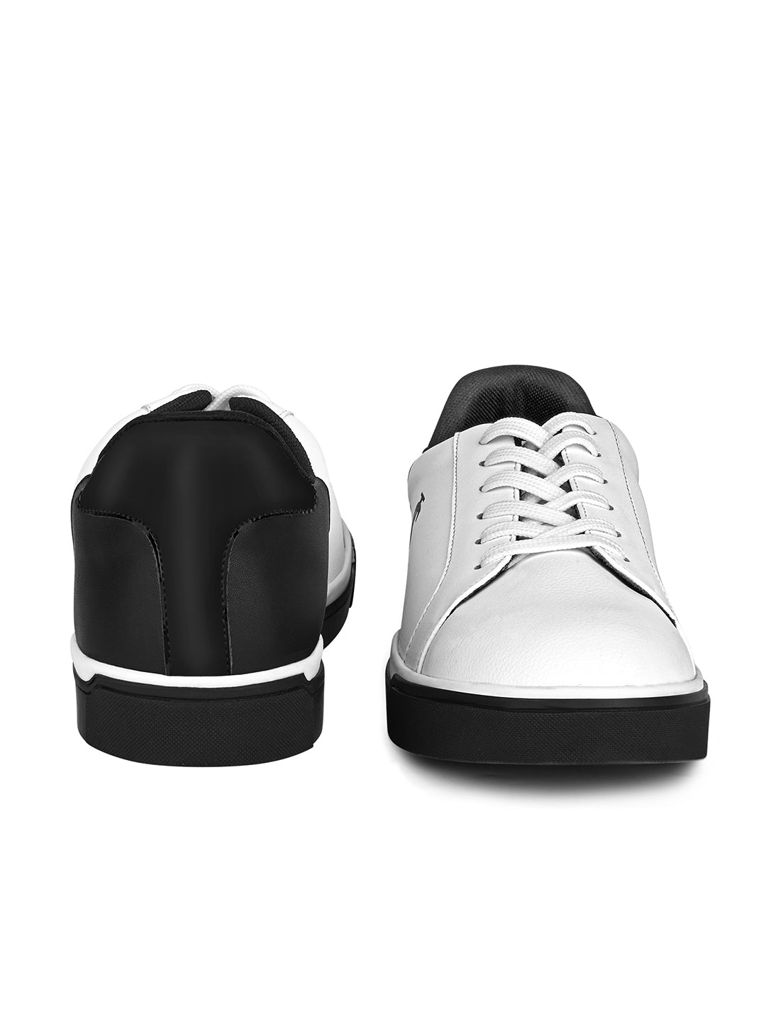 White and Black Casual Lightweight Lace-Up Sneakers