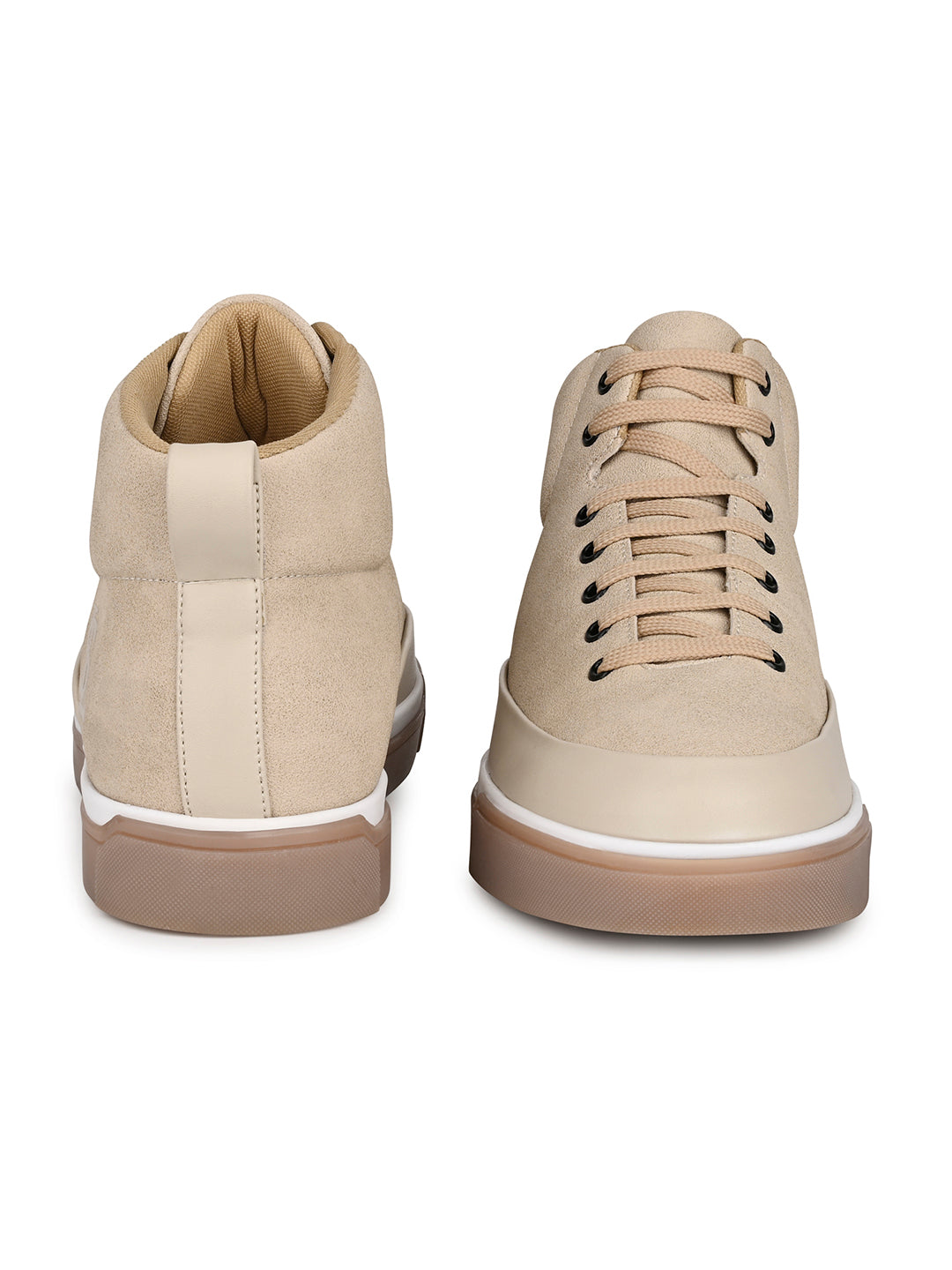 Beige and Grey Casual Lightweight Lace-Up Sneakers