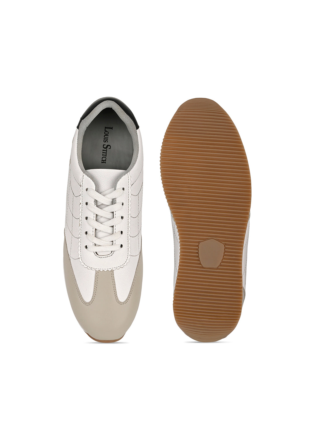 White and Nude Casual Lightweight Lace-Up Sneakers