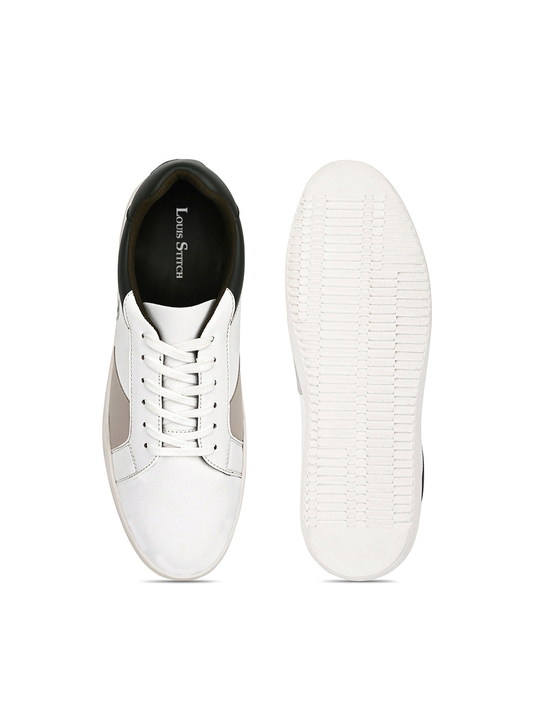 White and Beige Casual Lightweight Lace-Up Sneakers