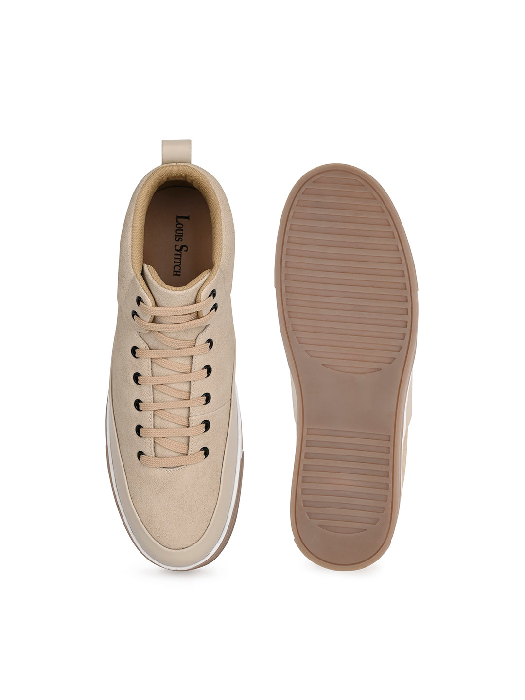 Beige and Grey Casual Lightweight Lace-Up Sneakers
