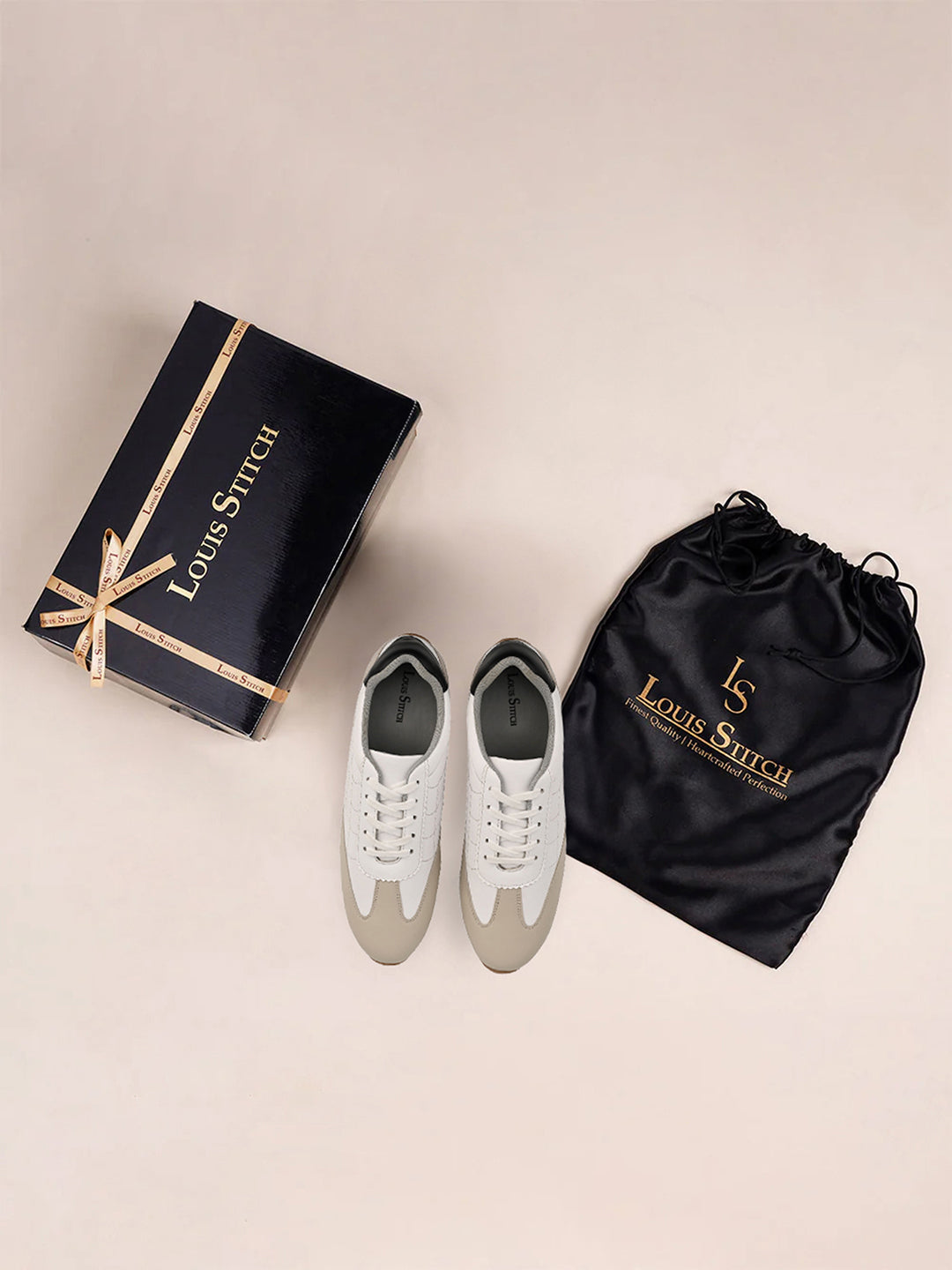 White and Nude Casual Lightweight Lace-Up Sneakers