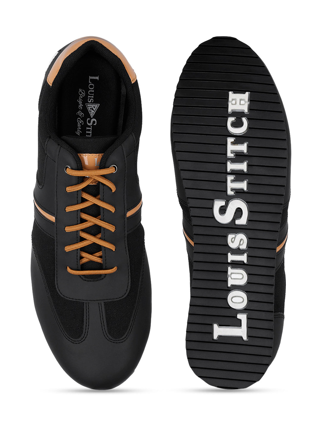 Mustered and Black Sneakers For Men