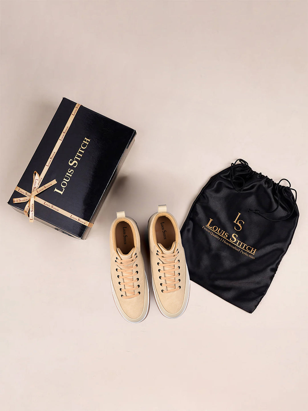 Beige and Grey Casual Lightweight Lace-Up Sneakers