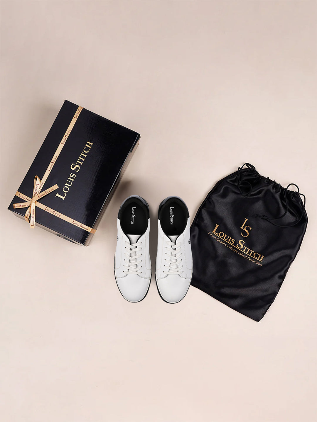 White and Black Casual Lightweight Lace-Up Sneakers