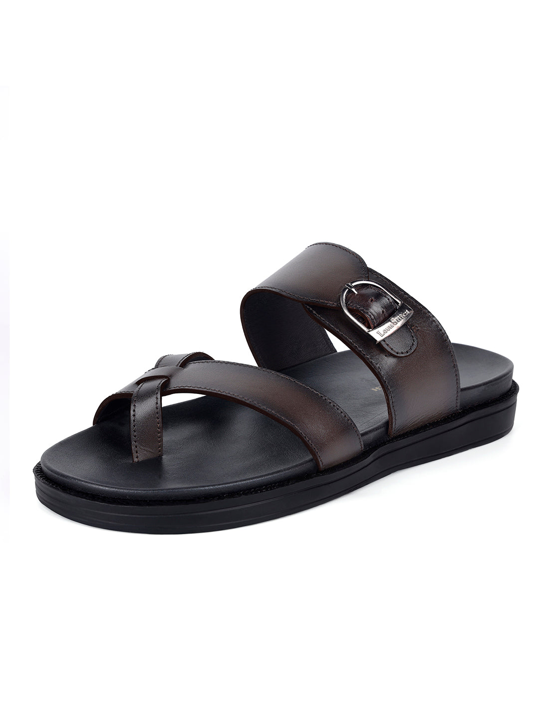 Brunette Brown Toe Ring  Lightweight Leather Sandal with Adjustable Buckle