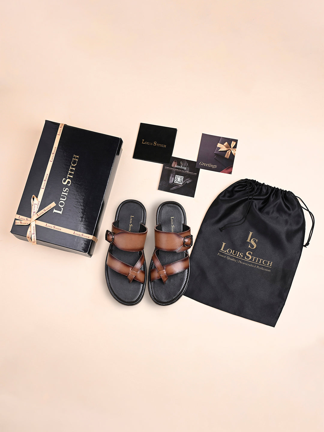 Tan Lightweight Open Toe Leather Sandal with Adjustable Buckle