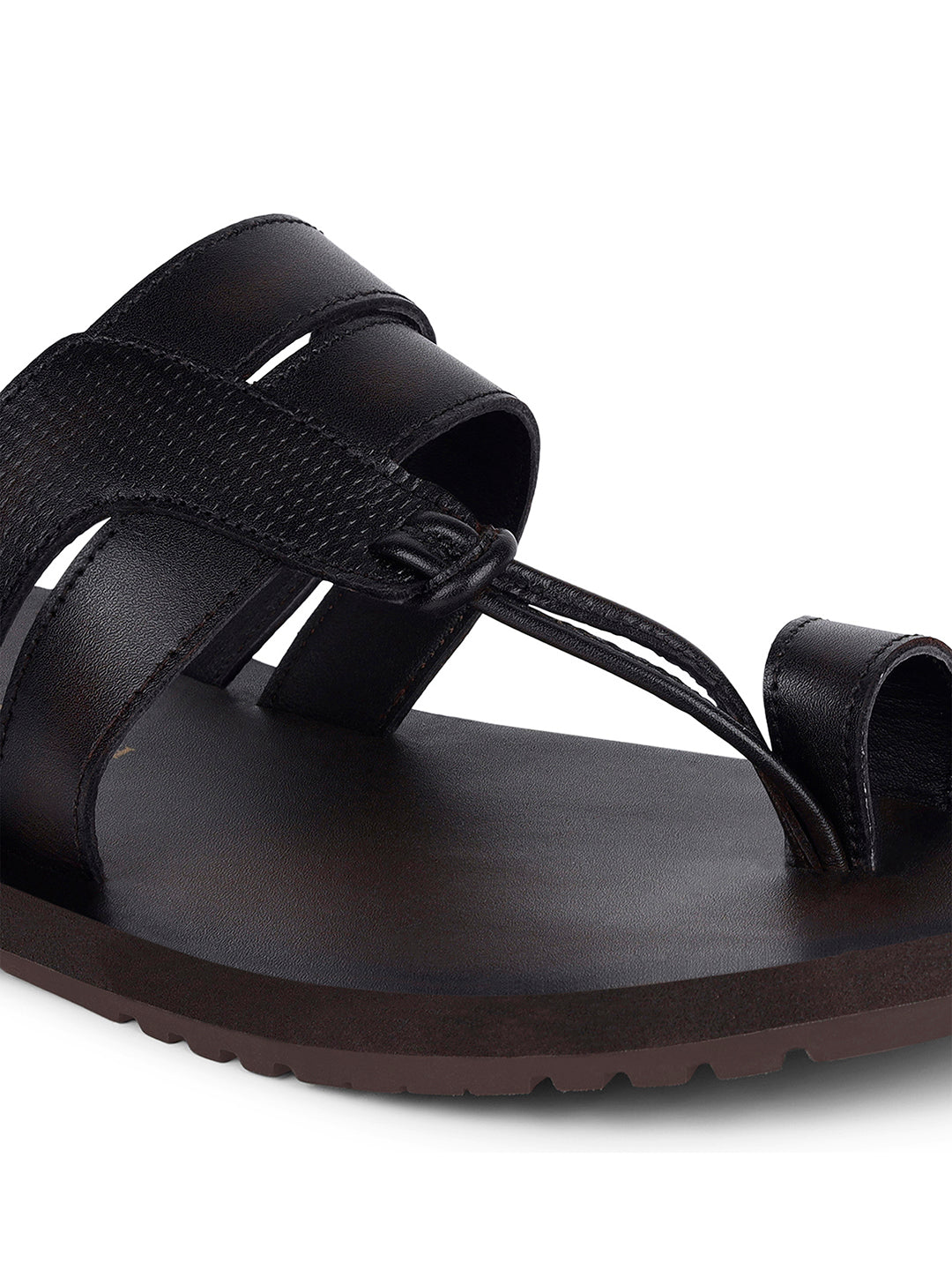 Brunette Brown Open Toe Style Lightweight Toe Ring with Strap Leather Sandal