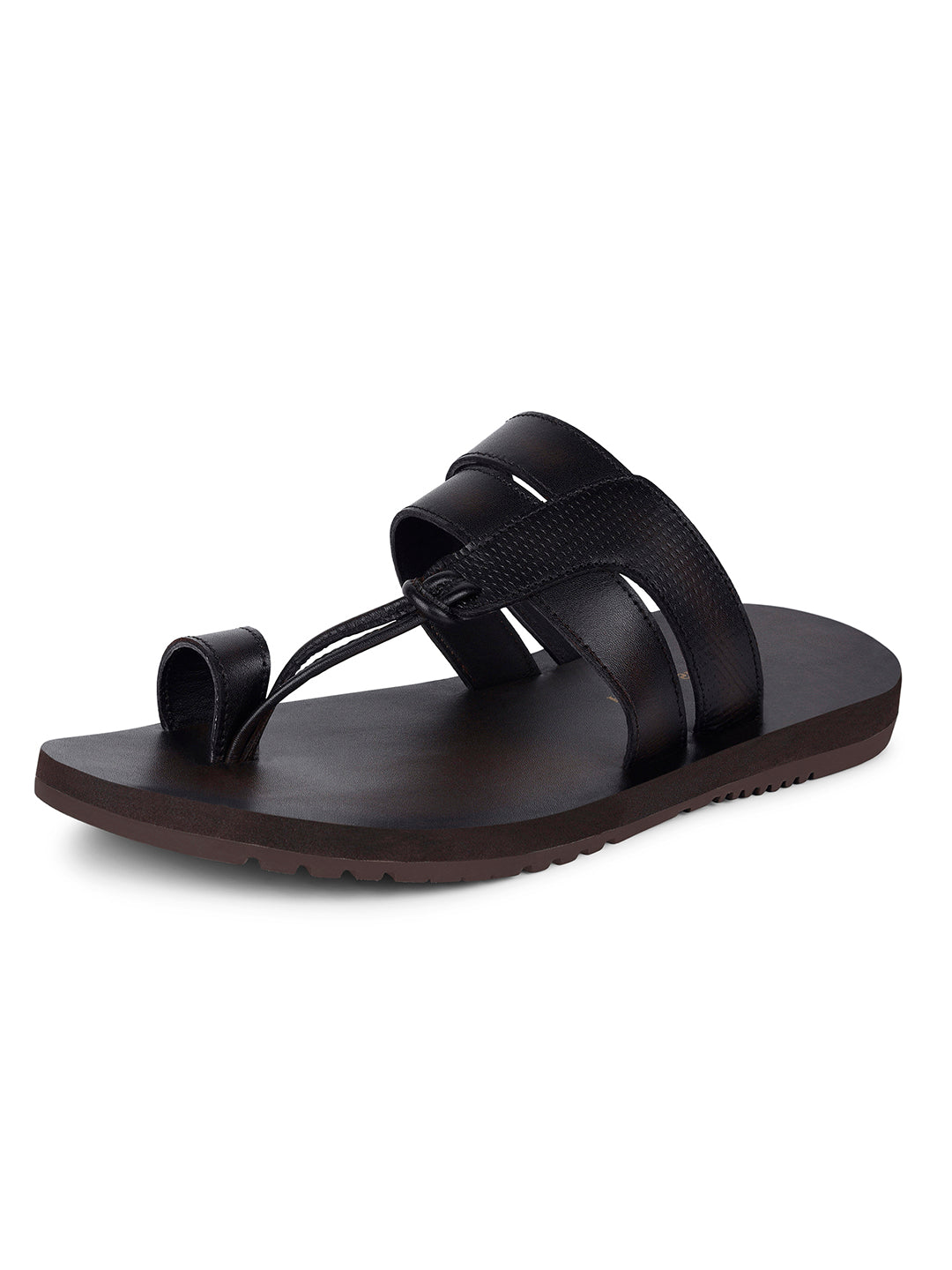 Brunette Brown Open Toe Style Lightweight Toe Ring with Strap Leather Sandal