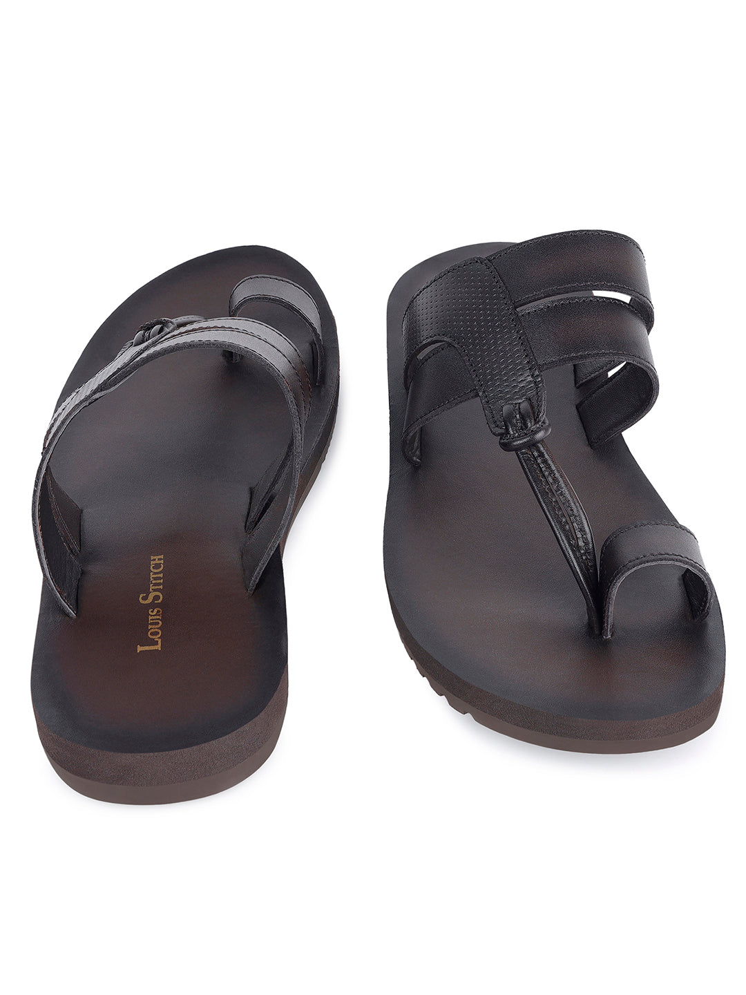 Brunette Brown Open Toe Style Lightweight Toe Ring with Strap Leather Sandal