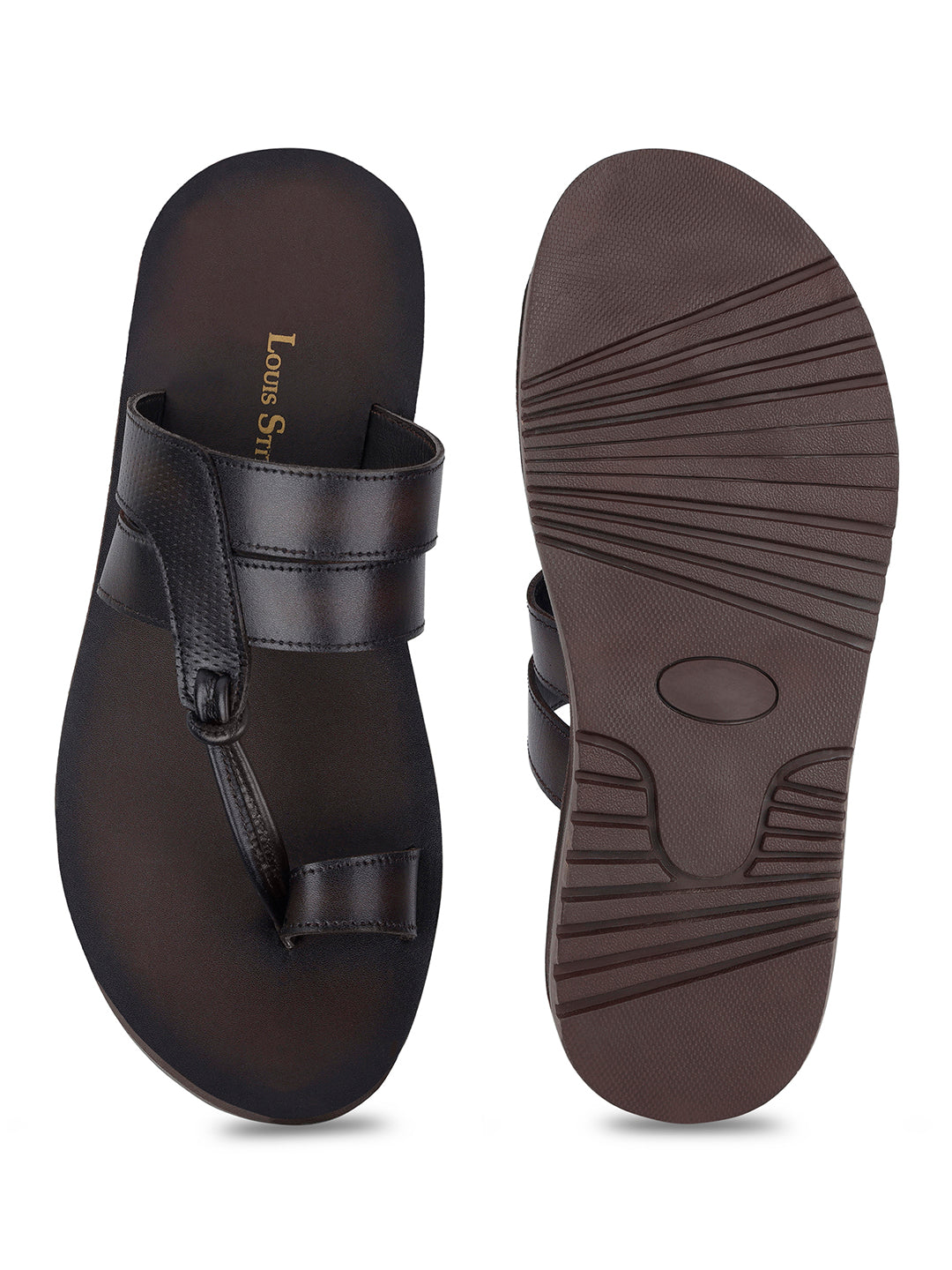 Brunette Brown Open Toe Style Lightweight Toe Ring with Strap Leather Sandal
