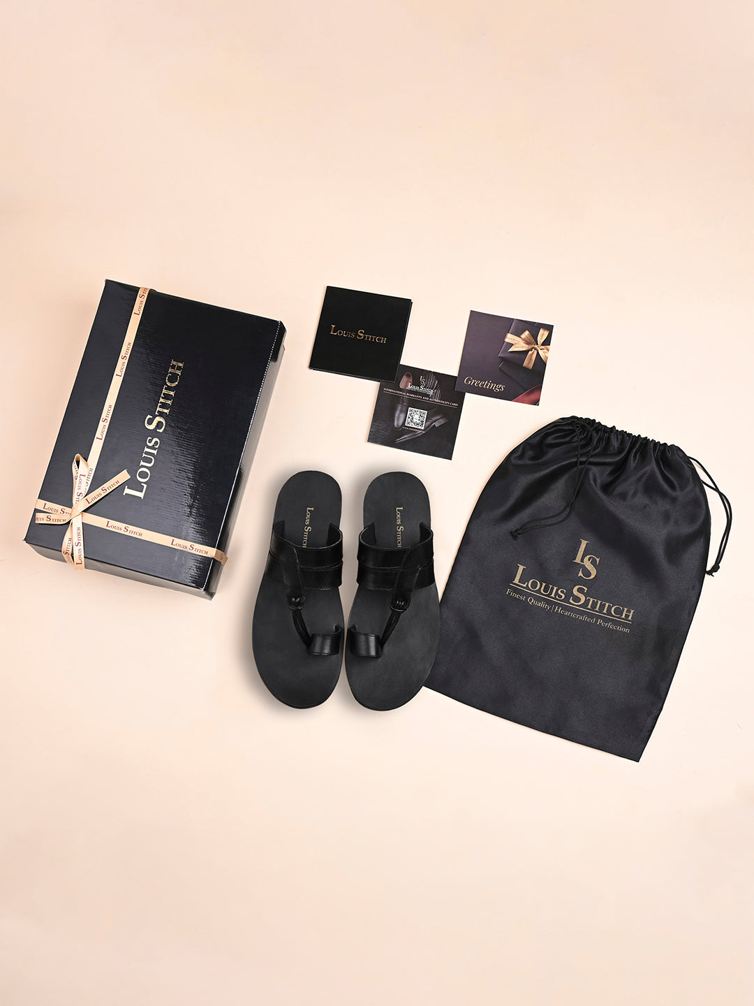 Jet Black Open Toe Style Lightweight Toe Ring with Strap Leather Sandal