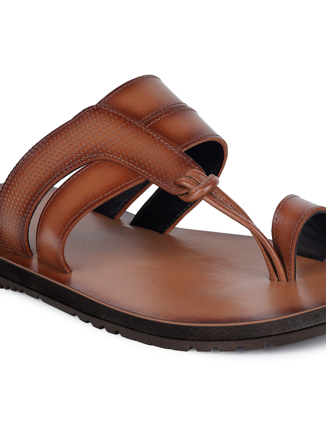 Tan Open Toe Style Lightweight Toe Ring with Strap Leather Sandal