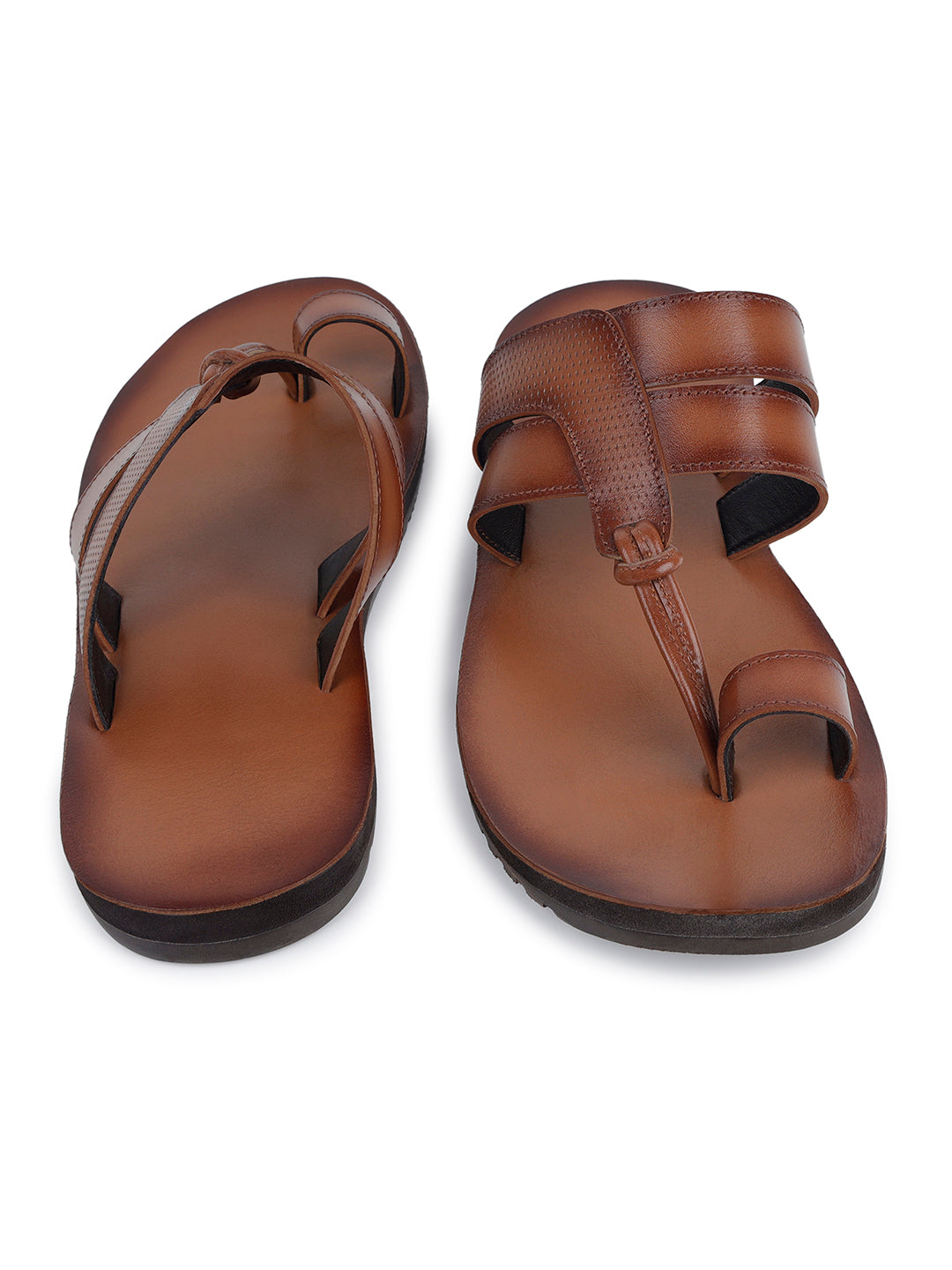 Tan Open Toe Style Lightweight Toe Ring with Strap Leather Sandal