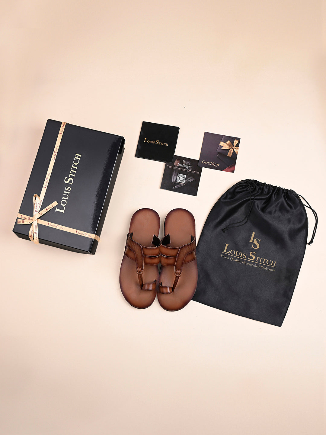 Tan Open Toe Style Lightweight Toe Ring with Strap Leather Sandal