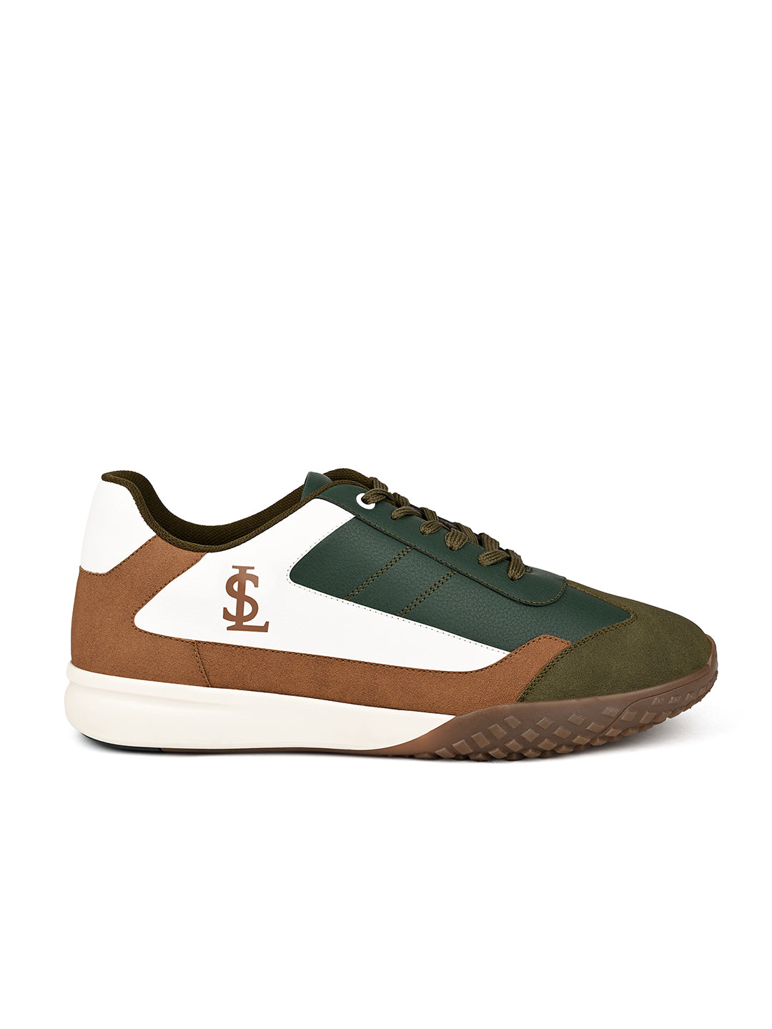 White and Tan Casual Lightweight Lace-Up Sneakers