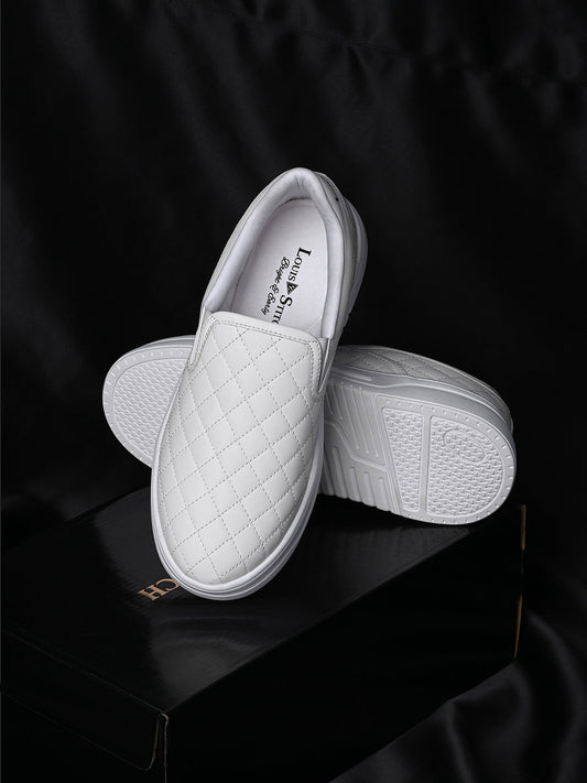 White Slip-On Sneakers For Men