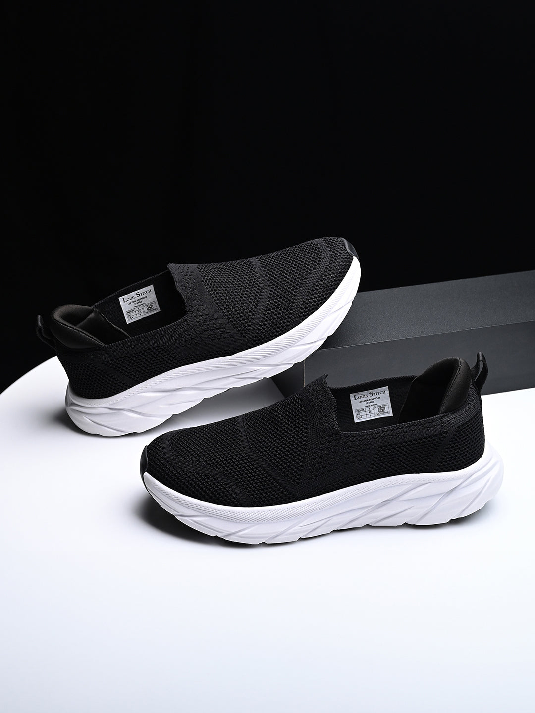 Black Flyknit Slip-On Sneakers For Men