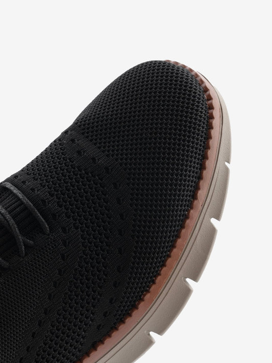 Knitstep Black Classic Flat Sole Low Top Sneakers