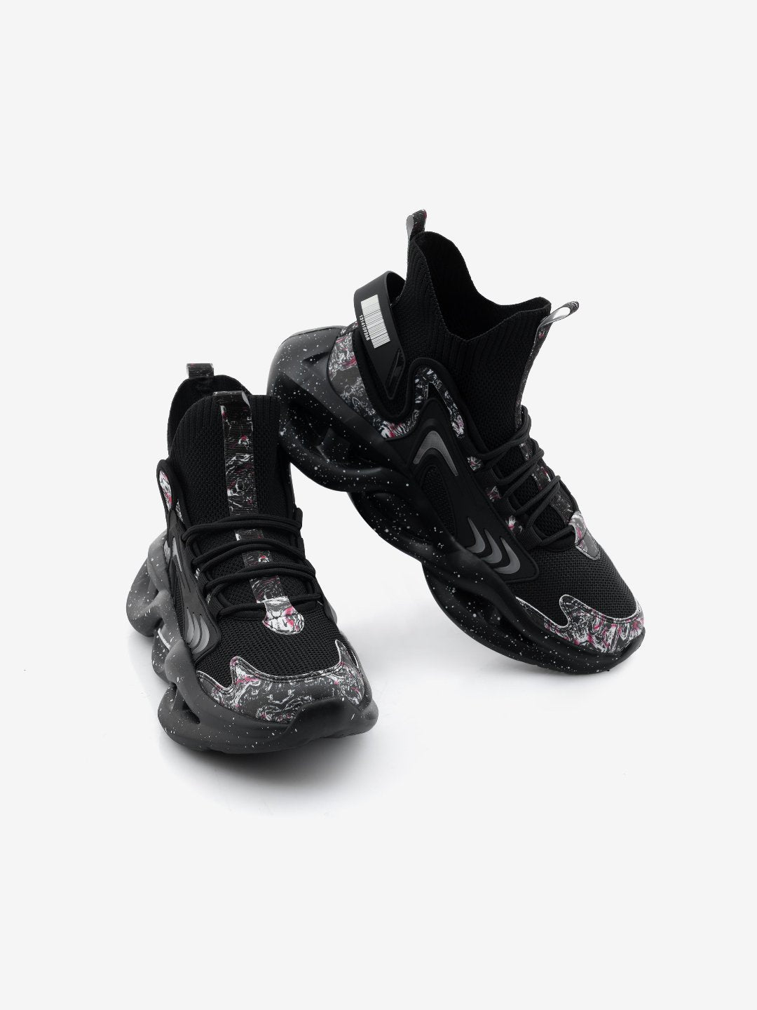 Singalmaha SOP# Jet Black Chunky Sole High Top Sneakers