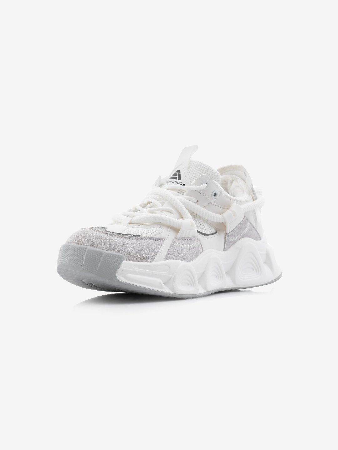 Balanshica Urban Leaf White High Heel Unisex Chunky Sole Sneakers